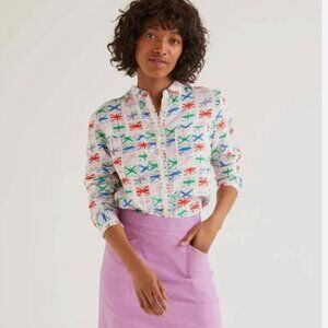 Boden Pink/Purple Mini Skirt Size 8 Petite 100% Cotton Pockets